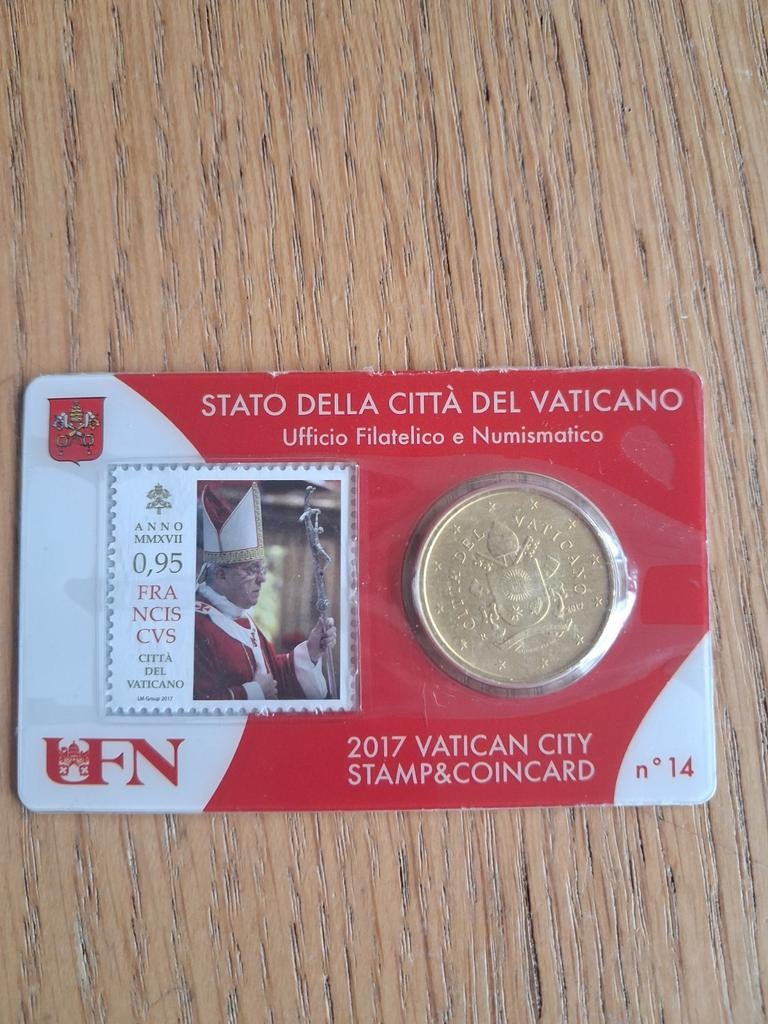 Vaticaanstad 2017 Stamp & Coincard set (4 stuks), Ophalen of Verzenden, Vaticaanstad