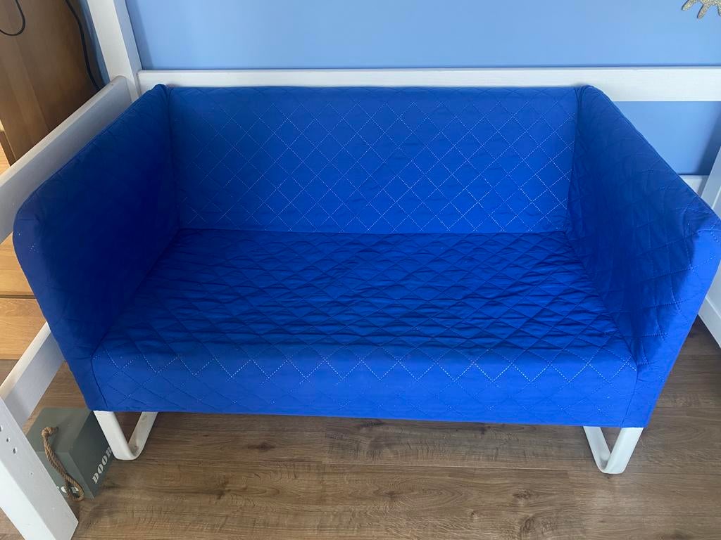 Ikea bankje knopparp blauw, Ophalen, Gebruikt, Tweepersoons, 75 tot 100 cm