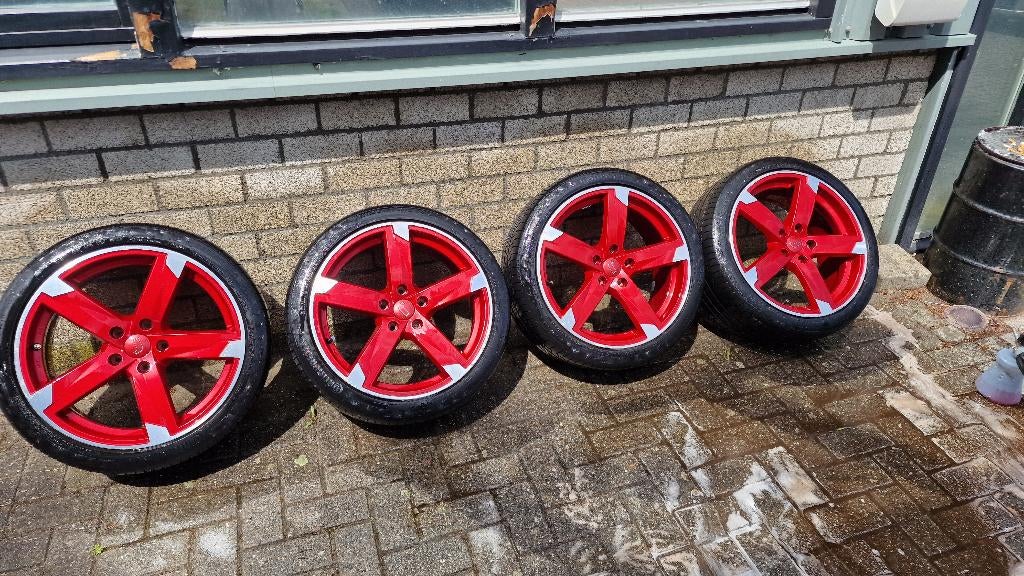 4x 18inch Rode Velgen 8.0J ET48 –Gepolijst + Keramische Coat, Ophalen, Nieuw, Audi