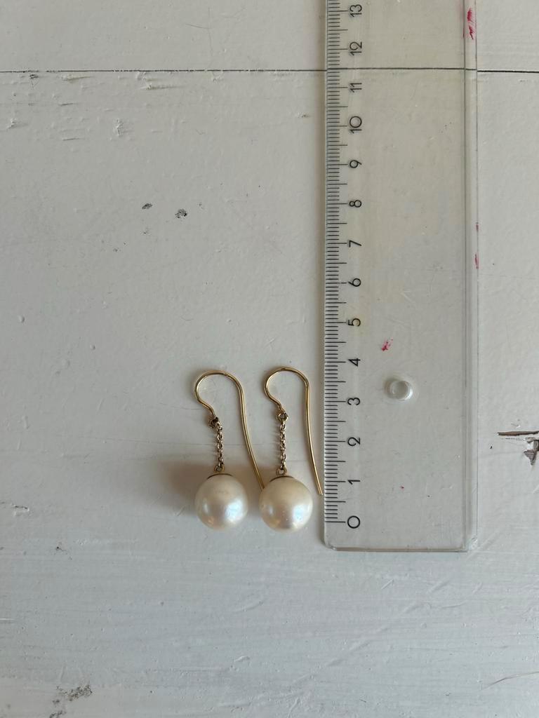 Lippens oorbellen met parel en 14 karaat gouden hanger, Ophalen of Verzenden, Met edelsteen, Goud, Hangers
