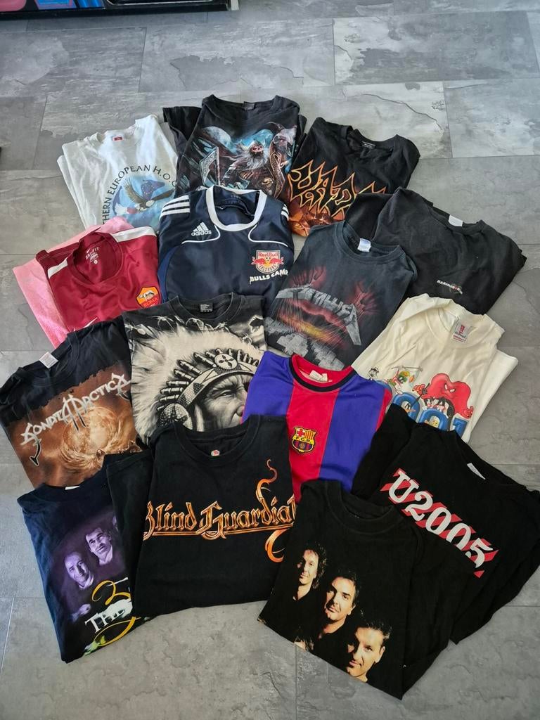 Partij Vintage T-Shirts: Concert, Hardrock & Voetbal, Overige kleuren, Overige maten, Gedragen, Diverse