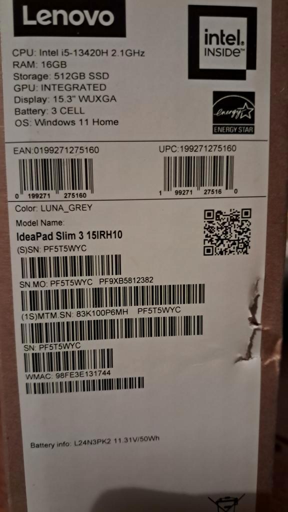 Lenovo IdeaPad Slim 3 15IRH10 - Nieuw in doos, Computers en Software, Windows Laptops, Nieuw, 15 inch, SSD, 2 tot 3 Ghz, 16 GB