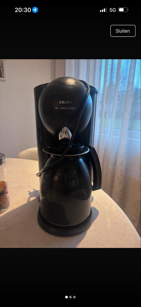 Krups koffiezetapparaat met thermoskan, Ophalen, Gebruikt, Koffiemachine, Gemalen koffie