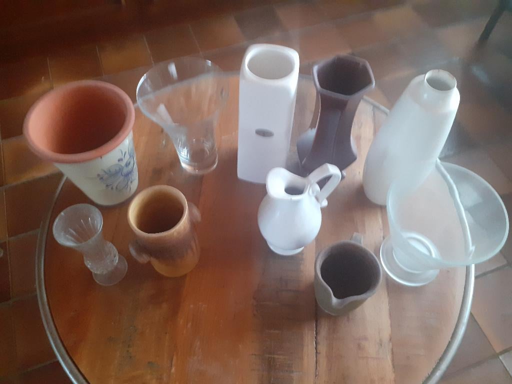 Diverse vazen, verschillende formaten, kleuren en materialen, Ophalen, Gebruikt, Overige kleuren, Glas