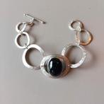 Mooie nieuwe zilveren schakel armband met Onyx., Zwart, Nieuw, Ophalen of Verzenden, Met edelsteen