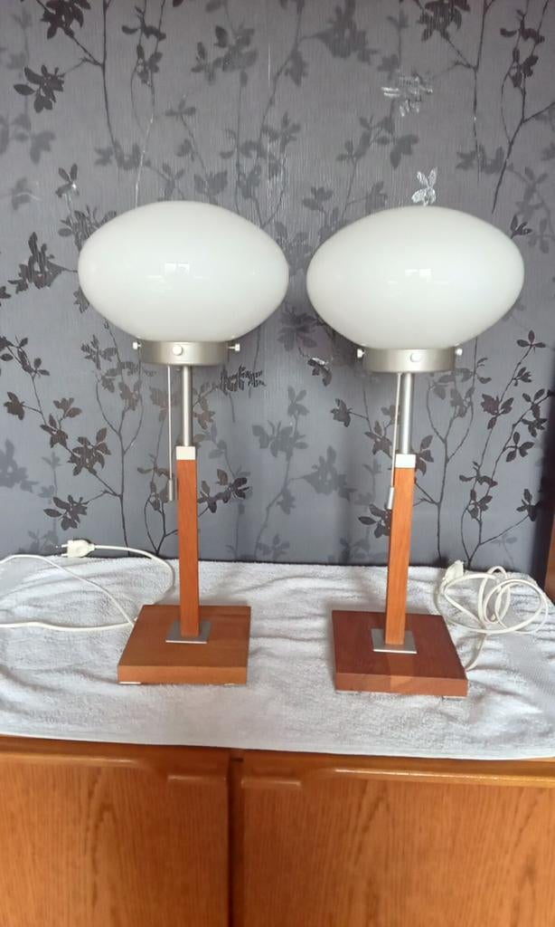 Zeldzame Läreda Paddenstoel lampen jaren 80, set van 2, Huis en Inrichting, Lampen | Tafellampen, Ophalen, Glas, Minder dan 50 cm