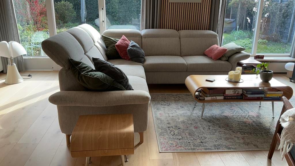 Luxe IKEA FAMMARP 4-zits Hoekbank Beige/Bruin In topstaat, Ophalen, 250 tot 300 cm, Hoekbank, Zo goed als nieuw
