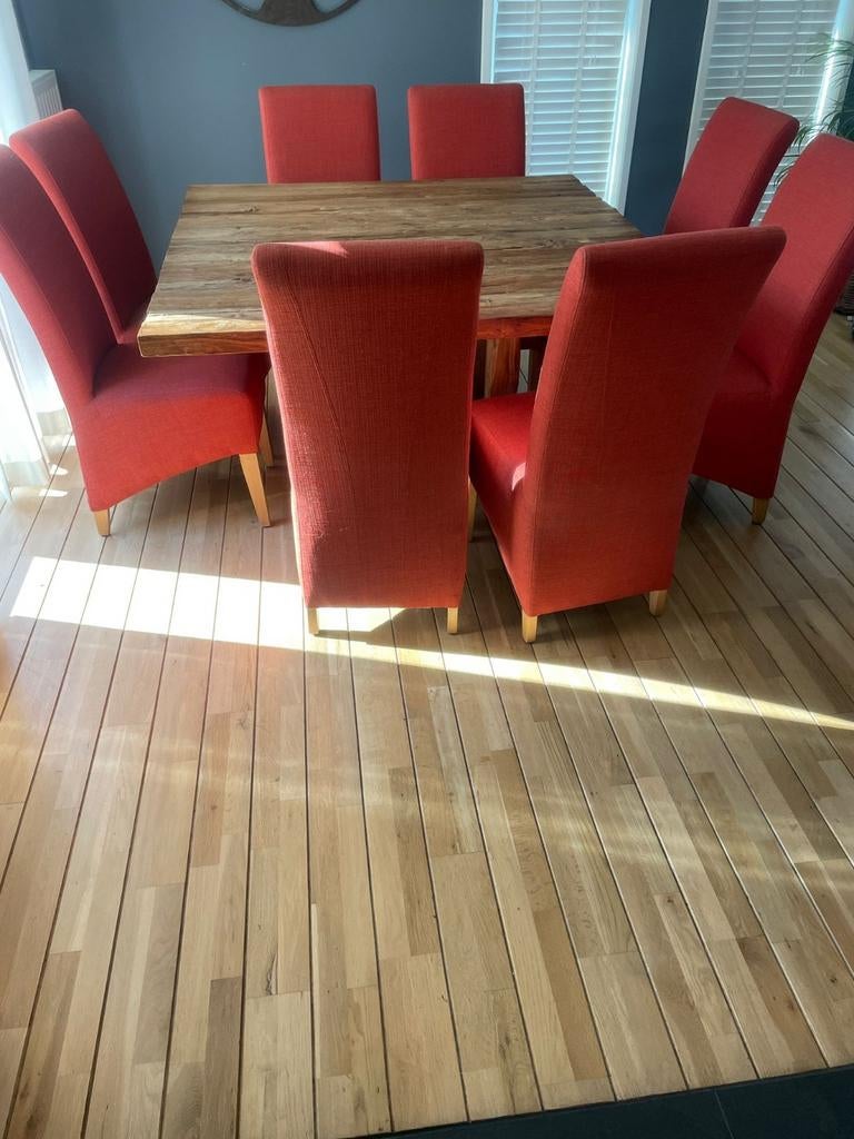 Prachtige massieve teakhouten eettafel 140 x 140, Huis en Inrichting, Tafels | Eettafels, Ophalen, Zo goed als nieuw, Vijf personen of meer