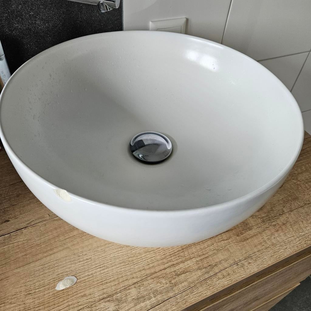 Azzuro Elegance Circle keramische waskom wit mat 40x40 cm, Ophalen, Gebruikt, Overige typen, Minder dan 100 cm