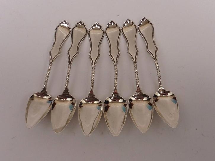 6 zilveren cocktaillepeltjes                             Z60, Antiek en Kunst, Antiek | Goud en Zilver, Zilver, Ophalen of Verzenden