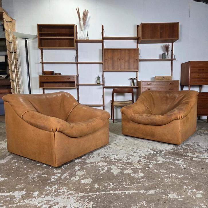 De Sede DS-46 vintage jaren 70 design lederen lounge zetel, Huis en Inrichting, Fauteuils, Gebruikt, Leer, 75 tot 100 cm, 75 tot 100 cm