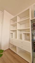 GRATIS Witte wandkast/boekenkast met lades, Ophalen, Gebruikt, 100 tot 150 cm, 200 cm of meer