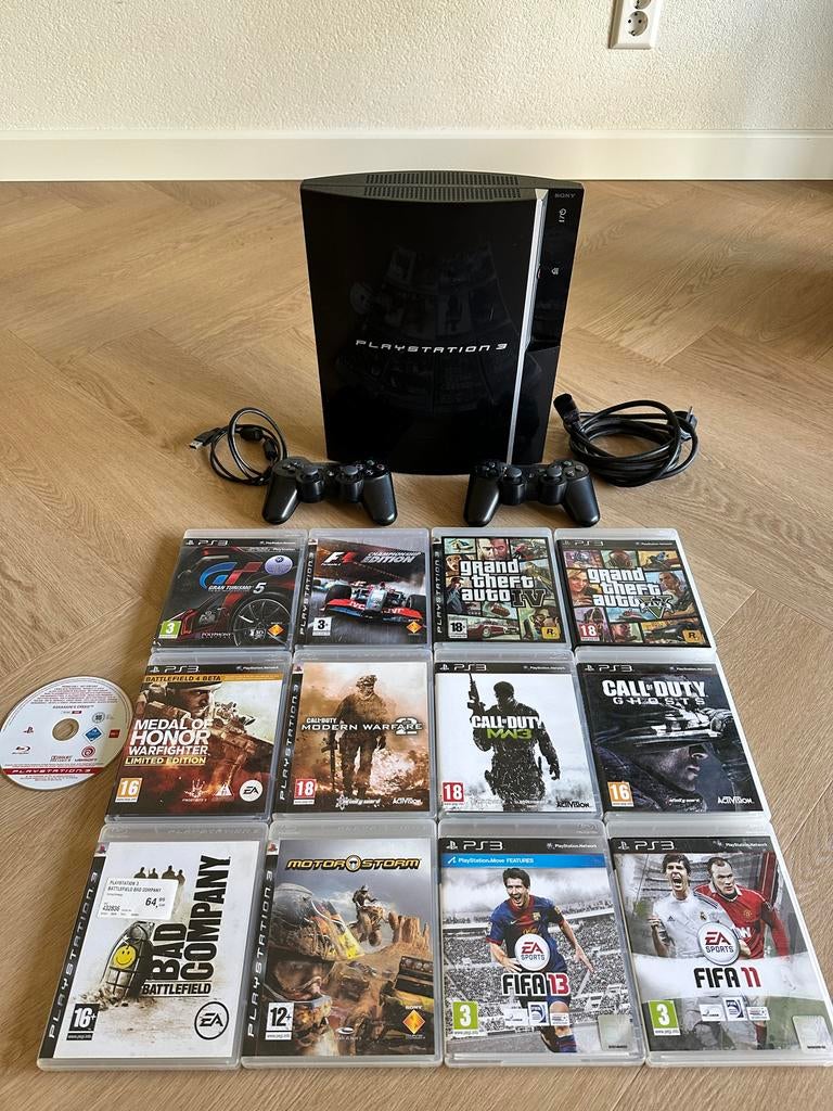 PlayStation 3 Compleet met 2 Controllers en 13 Spellen, Spelcomputers en Games, Spelcomputers | Sony PlayStation 3, Ophalen, Phat