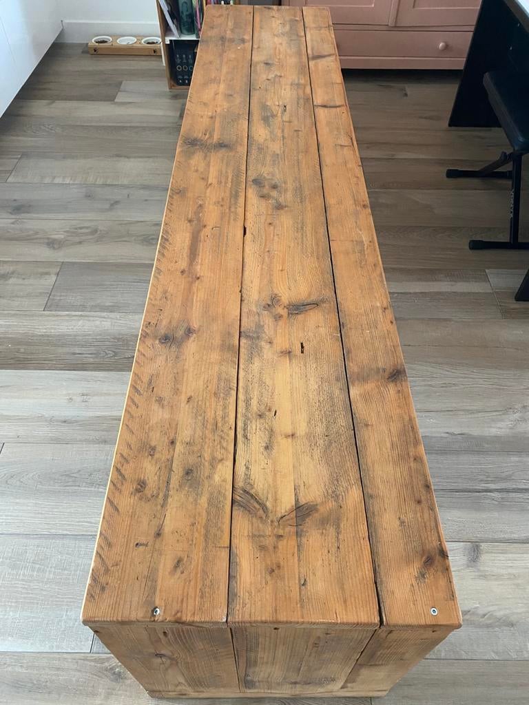 Steigerhouten tafel (sidetable/tv meubel / kinderbureau, Gebruikt, 75 cm of meer, Rechthoekig, Hout