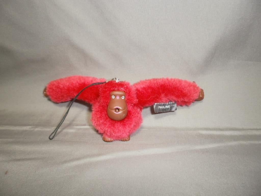 Kipling aapje Pauline donker rood met bruine poten hoofd, Ophalen of Verzenden, Zo goed als nieuw, Wasbaar, Rood