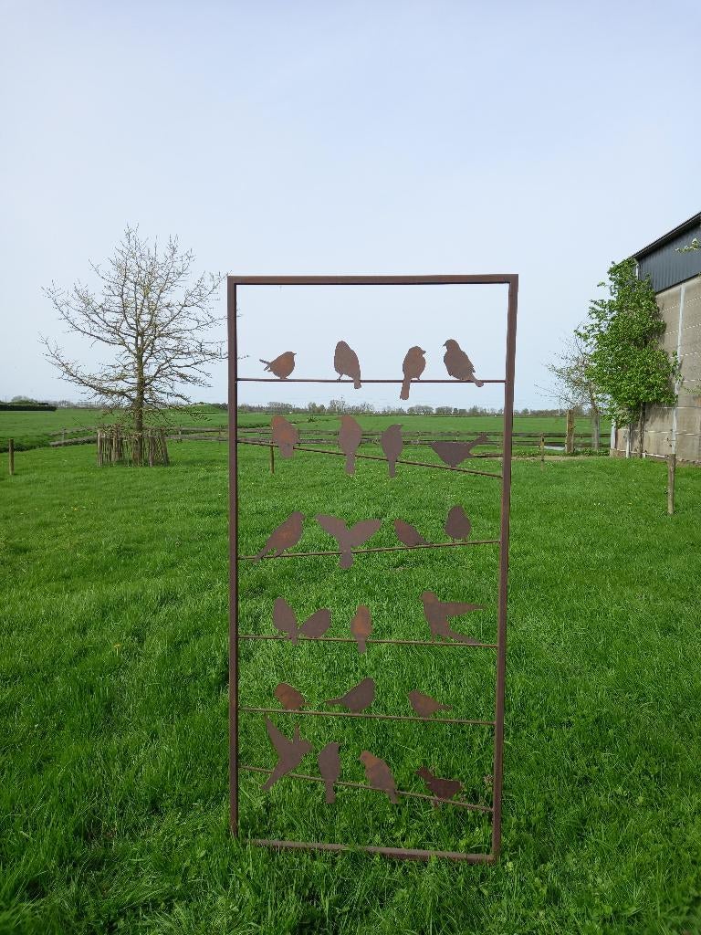 Tuinpaneel met vogels van cortenstaal 190 cm hoogte, Tuin en Terras, Ophalen, Nieuw