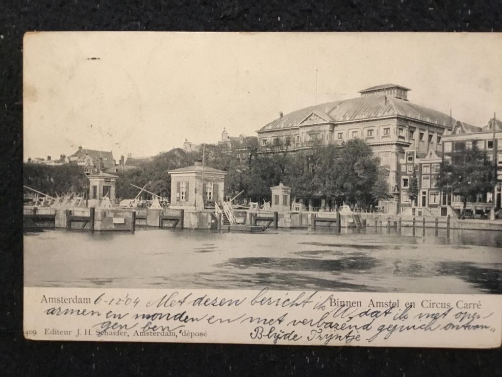 Oude briefkaart Amsterdam Binnen Amstel en Circus Carré, Ophalen of Verzenden, Voor 1920, Gelopen, Noord-Holland