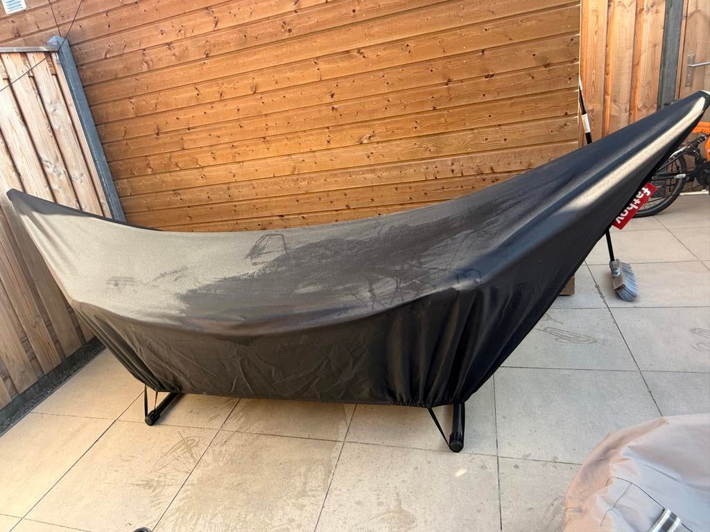 Fatboy hangmat taupe met standaard, Tuin en Terras, Hangmatten, Ophalen, Meerpersoons, Zo goed als nieuw, Met standaard