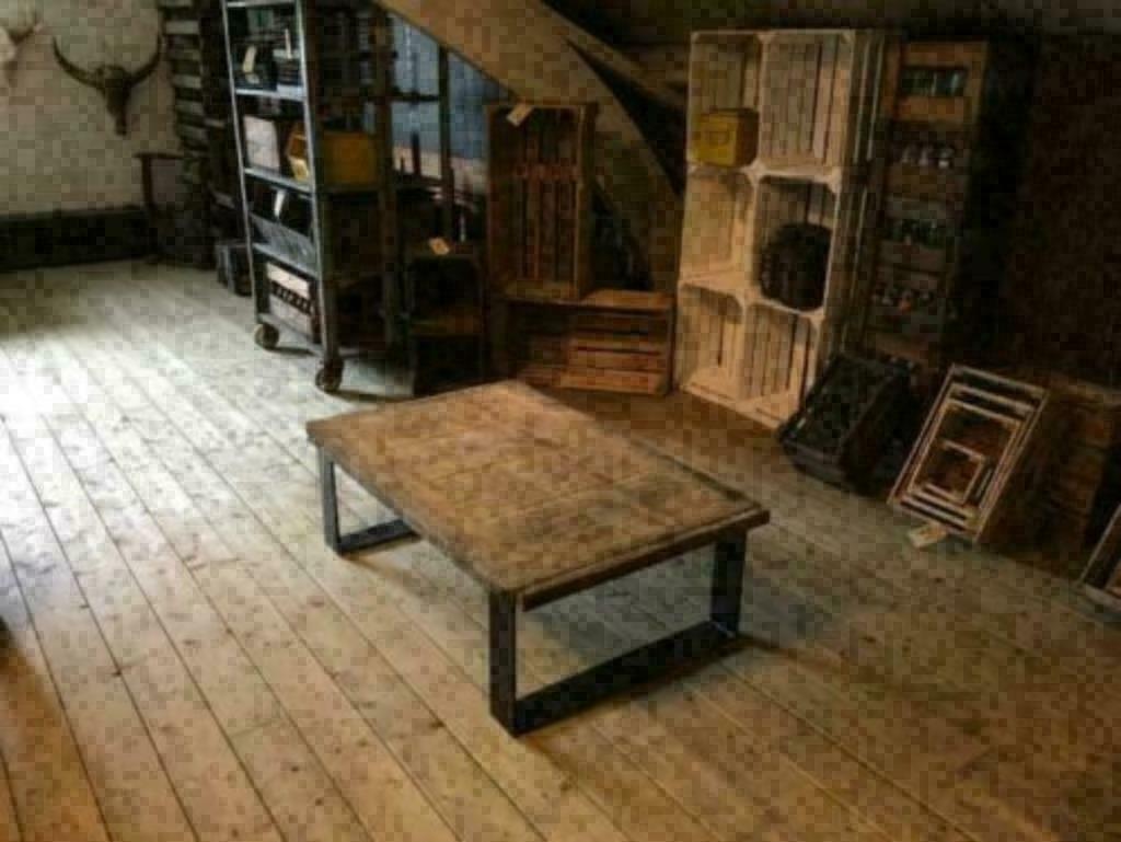 Oerdegelijke salontafels van steenschotten , staal 10x100mm, Ophalen of Verzenden