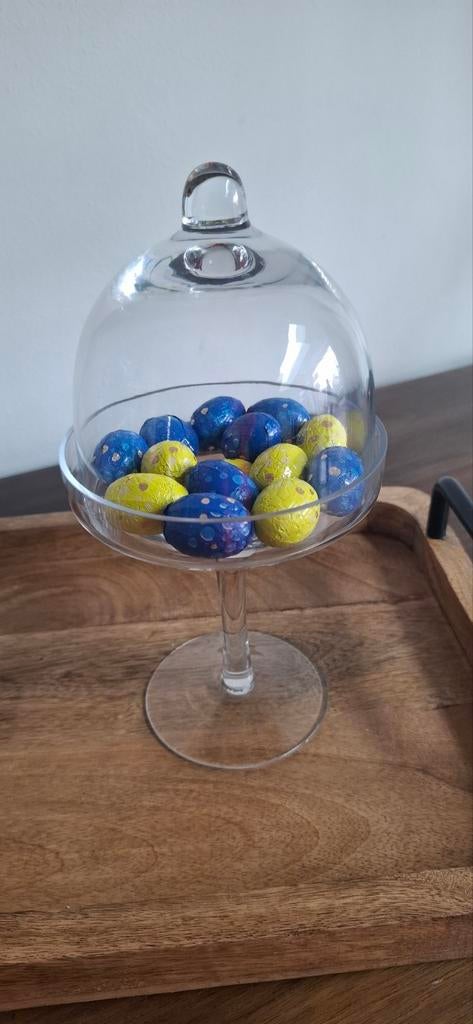Glazen stolpje op voet - 22 cm hoog, Huis en Inrichting, Woonaccessoires | Stolpen, Ophalen of Verzenden