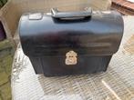 Vintage Leren Dokterstas / Aktetas - Zwart, Sieraden, Tassen en Uiterlijk, Koffers, Gebruikt, 50 tot 60 cm, Slot, Leer