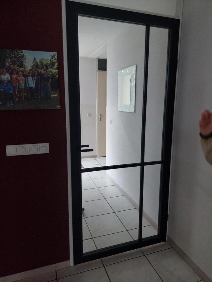 Glazen binnendeuren met zwart frame, Doe-het-zelf en Verbouw, Deuren en Horren, Binnendeur, 215 cm of meer, Ophalen