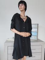 MEZZA LUNA Zwarte Halflange Jurk met ruches Kraag L 40, Maat 38/40 (M), Mezza Luna, Zwart, Ophalen of Verzenden