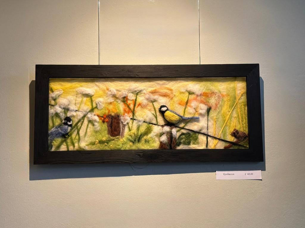 Koolmezen schilderij naaldvilten, Ophalen of Verzenden