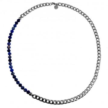 57cm x 7mm Ketting Heren RVS Cubaanse Schakelsketting Blauw beschikbaar voor biedingen