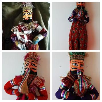 Diverse oude Rajastan India pop oosters poppen L 65-58-56 cm beschikbaar voor biedingen