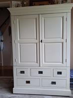 Landelijke TV kast wit massief hout, Ophalen, Gebruikt, 100 tot 150 cm, Landelijke