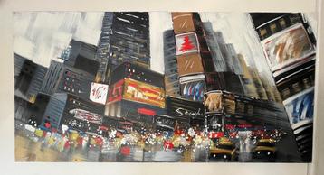 Olieverf schilderij "NEW YORK" 1.40 meter breed beschikbaar voor biedingen