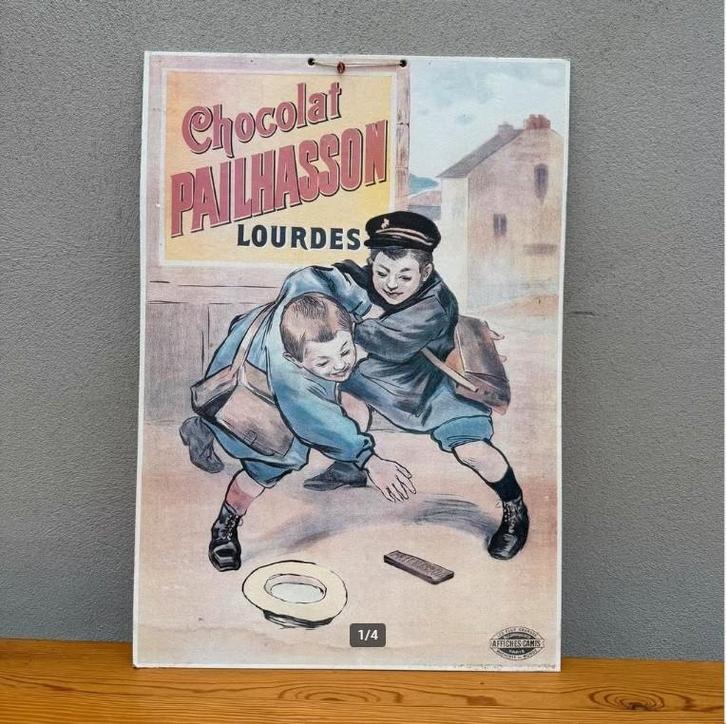 Vintage affiche poster Chocolat Pailhasson Lourdes, Verzamelen, Posters, Gebruikt, Reclame, A1 t/m A3, Rechthoekig Staand, Ophalen