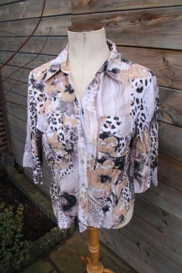 Blouse creme/ bruin Nienhaus mt 38 Vaste Prijs beschikbaar voor biedingen