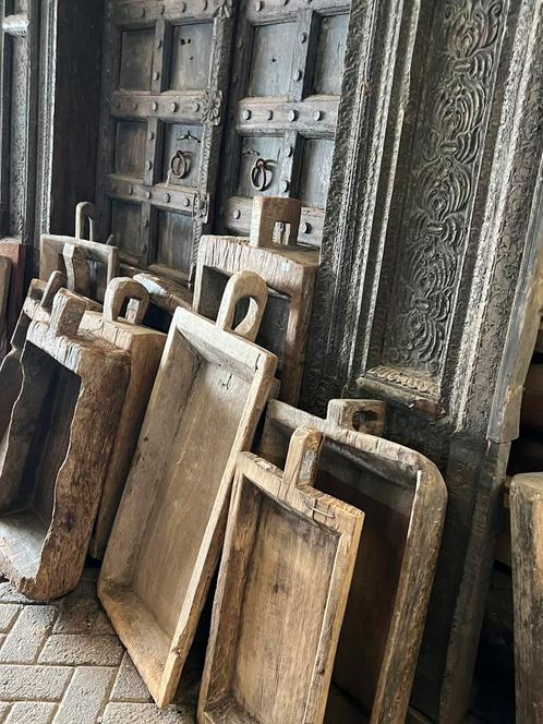 Oude trog houtem bak troggen xl oud hout stoer sober wonen, Huis en Inrichting, Woonaccessoires | Overige, Zo goed als nieuw, Ophalen