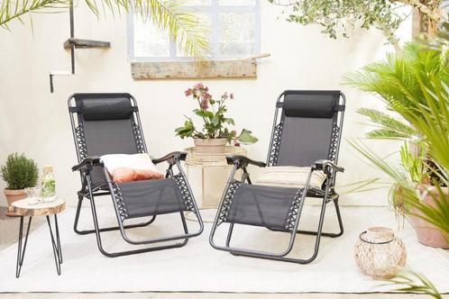 Ligstoel Antraciet - 2 stuks, Tuin en Terras, Ligbedden, Nieuw, Ophalen of Verzenden