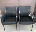 4x eetkamerstoelen Teun, Zwart & Cognac, Leen Bakker, Huis en Inrichting, Stoelen, Ophalen, Zwart, Leer, Zo goed als nieuw