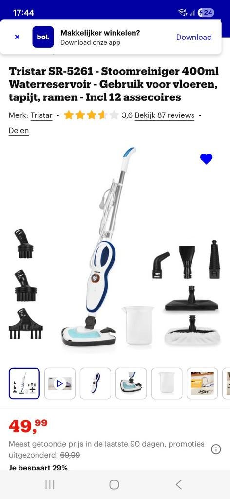 Tristar 10 in 1 stoomreiniger zo goed als nieuw 1x gebruikt!, Ophalen of Verzenden, Zo goed als nieuw, Stoomreiniger