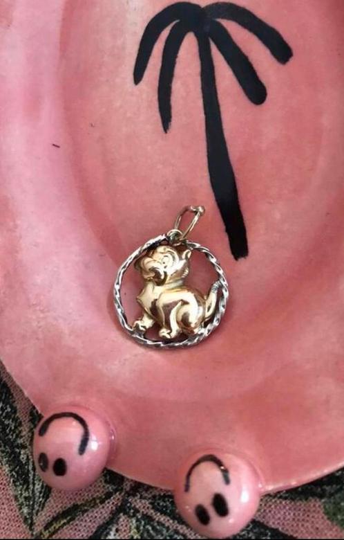 Poesje hanger 18 karaat kettinghanger kat, Sieraden, Tassen en Uiterlijk, Kettinghangers, Goud, Ophalen of Verzenden