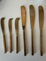 Zes vintage botermessen. Deens design. Jaren 50 brons, Ophalen