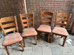Ouderwetse eetstoelen, Ophalen, Gebruikt, Bruin, Vier