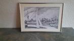 Prent/Tekening de Zwaan Rotterdam Koole Haven Euromast, Antiek en Kunst, Kunst | Tekeningen en Foto's, Ophalen of Verzenden