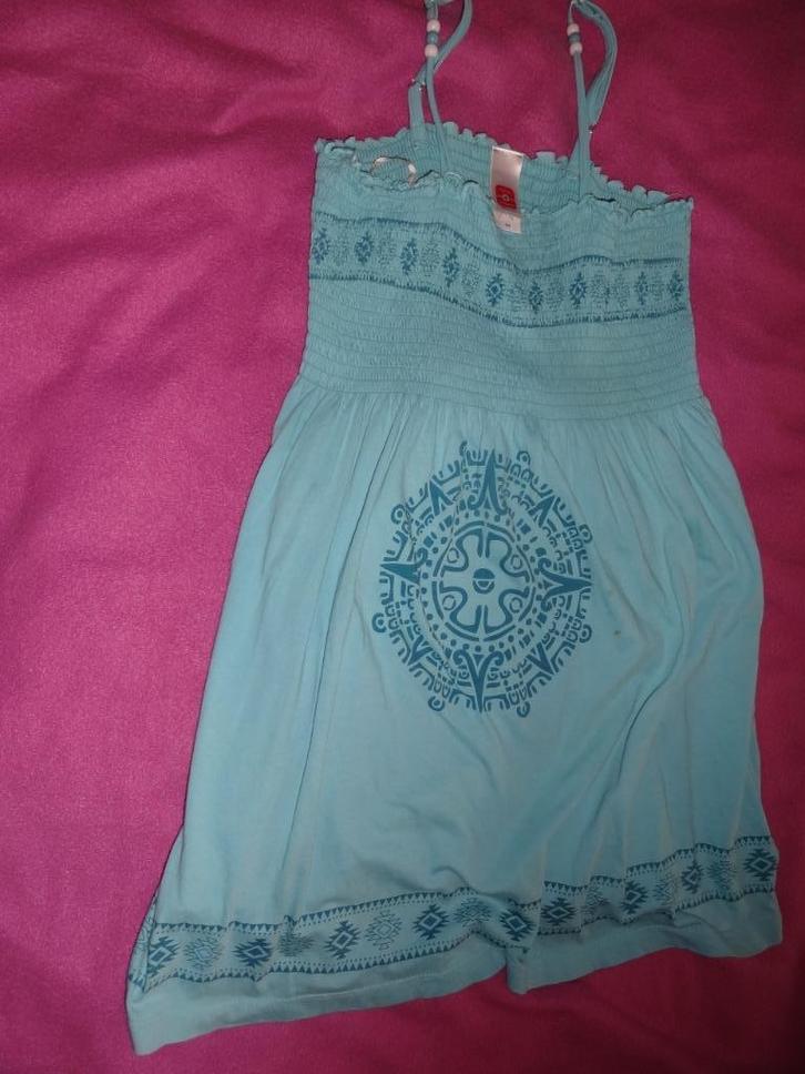 leuke blauwe jurk met kraaltjes mt 164, Kinderen en Baby's, Kinderkleding | Maat 164, Zo goed als nieuw, Meisje, Jurk of Rok, Ophalen of Verzenden