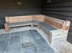 Hoekbank steigerhout 250x250 (incl. zitkussens), Ophalen, 5 zitplaatsen, Gebruikt, Steigerhout
