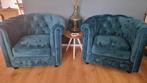 Chesterfield fluweel fauteuils, Ophalen, Zo goed als nieuw, 75 tot 100 cm, 50 tot 75 cm