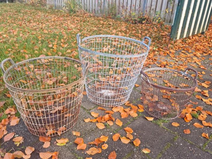 Brocante antieke zinken aardappelmanden aardappel mand mande, Tuin en Terras, Bloembakken en Plantenbakken, Zo goed als nieuw