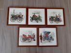 Vintage tegeltjes met klassieke auto's, Antiek en Kunst, Ophalen of Verzenden