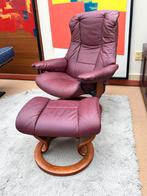 Stressles relax fauteuil, draaibaar, met voetenbank, Huis en Inrichting, Fauteuils, Ophalen, Zo goed als nieuw, Hout, 50 tot 75 cm
