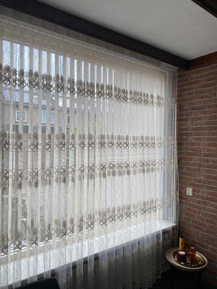 Vitrage Gordijnen, Huis en Inrichting, Stoffering | Gordijnen en Lamellen, Zo goed als nieuw, 200 cm of meer, 200 cm of meer, Wit
