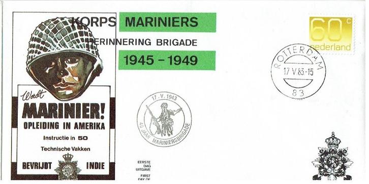 Mi 33 Nederland 83 Korps Mariniers Herinnering Brigade 45-49, Postzegels en Munten, Brieven en Enveloppen | Nederland, Envelop